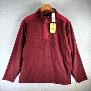 Tommy Bahama Arch Cape Sweatshirt Men's Medium Chocolate Spice Half Zip Pullover